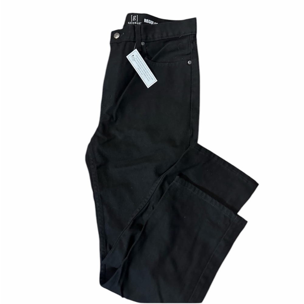 George Men’s Regular Fit Black Straight-Leg Jeans NWT 34x30 - Picture 2 of 9